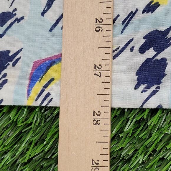 Vintage 80s Abstract Hippie Button Shirt Large 23x28 Blue Groovy - Picture 9 of 11